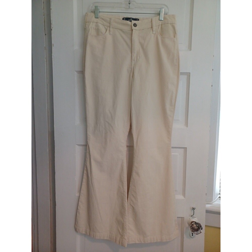Hollister ivory flare leg corduroy pants womens 13 high-rise stretch jean retro